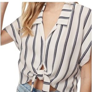 Wilfred striped tie front cropped button down blouse Sz XXS excellent condition